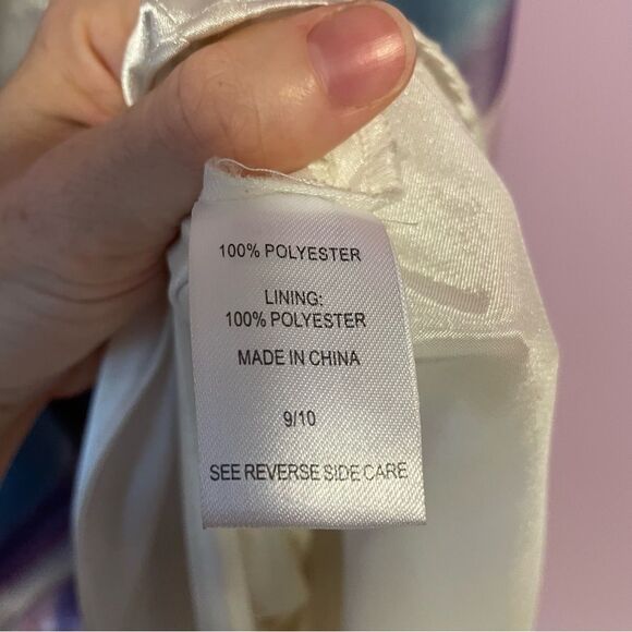 B Darlin Prom Dress Size 9 10 Halter Beaded Satin Maxi Purple Blue Chiffon - Picture 9 of 11